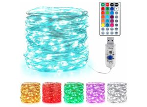 6135791766034 - Longziming - Farbige Lichterkette BrizLabs 10m 100 led usb 16 Mehrfarbig Wechselnde Lichterkette Indoor Silberne Lichterkette Fernbedienung für