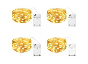 6135791766355 - Lichterkette Akku 4er Pack Mini LED Weihnachten Kupferdraht Halloween 5m 50 LED Indoor Outdoor Dekoration Licht Schlafzimmer Hochzeit Hausgarten