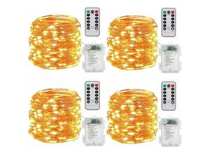 6135791808369 - Hiasdfls - Batteriebetriebene Lichterkette 10m 100 LEDs Timerfunktion mit Fernbedienung IP65 Wasserdicht Kupferdraht mit 8 Lichtmodi für Innen- und