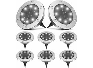 6135791812243 - 8 Stück Solar Gartenleuchten Outdoor Solar Gartenleuchten 8 led Solarbetriebene IP65 Wasserdichte Solar Bodenleuchten für Gartenweg Pathway Cool