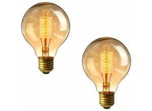 6135791824185 - Hiasdfls - Edison G80 60 w Schraub-Glühbirne – 2er Pack Vintage dimmbare E27 Schraub-Glühbirnen dekorative Spiral-Glühlampen warmweiß 2700K