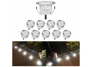 6135791824789 - 10 Stück LED-Einbaustrahler Treppenstrahler Deckslicht für Garten Terrasse LED-Treppendekorationslichter dc 12V Wasserdicht IP67 (Kaltweiß)