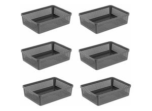 6135791956459 - Hiasdfls - Kunststoff-Aufbewahrungskörbe Organisierungskörbe 34 x 25 x 92 cm 6er-Set (Weiß Schwarz Grau) Grau