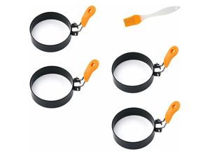 6135791957111 - 4er-Pack Eierring-Set zum Braten von Eiern – runde Eierkocher-Ringe zum Kochen – Edelstahl-Antihaft-Form-Former-Kreise für Spiegelei-Sandwiches 2