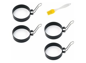 6135791957135 - 4er-Pack Eierring-Set zum Braten von Eiern – runde Eierkocher-Ringe zum Kochen – Edelstahl-Antihaft-Formformer-Kreise für Spiegelei-Sandwiches Silber