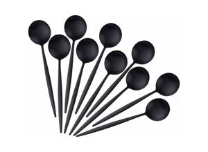 6135791959917 - Espresso-Kaffeelöffel 12 cm   48 Zoll klein rund schwarz Dessertlöffel Set mit 10 Edelstahl-Teelöffeln