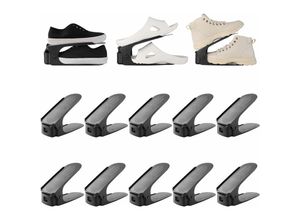 6135791964966 - Hiasdfls - 10PCS Schuhregal Schuhregal mit Anti-Rutsch-Funktion Polypropylen - verstellbar - platzsparend - rutschfest - schwarz