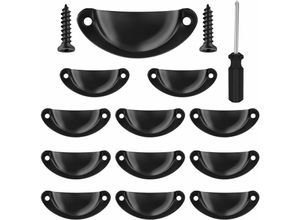 6135791965826 - Hiasdfls - Set mit 12 Vintage-Schubladengriffen traditionelle Halbmond-Möbelgriffe Muschelgriffe für Schrank Kabinett Kommode schwarz inklusive