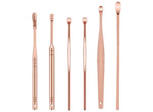 6135791993874 - Hiasdfls - 6-teiliges Set Edelstahl-Creolen rotierendes Creolen-Set - Roségold