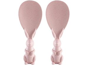 6135791994994 - Hiasdfls - Niedliches Kaninchen Antihaft-Reislöffel geeignet für Küchen-Restaurant-Gadgets Rosa Reislöffel - Pink