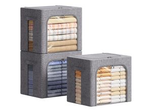 6138222647223 - Set aus robusten Aufbewahrungstaschen mit Metallrahmen faltbare Aufbewahrungsbox Schrank-Organizer Aufbewahrung unter dem Bett Aufbewahrungsboxen