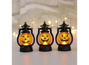 6138222648510 - KZQ - 3 Stück leuchtende Kürbislaternen für Kinder im Freien batteriebetriebene LED-Halloween-Dekorationslichter dekorative Ornamente für drinnen