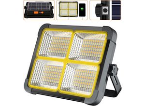 6138222657512 - Ulisem - Wiederaufladbarer LED-Strahler 336 LEDs  100 w  Solarpanel  4 Beleuchtungsmodi  12000 mAh externer Akku  Magnetabsorption ideal zum