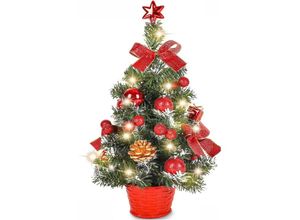 6138222659882 - Weihnachtsbaum Desktop-Weihnachtsbaumdekoration mit rot leuchtender Kugel Mini-Weihnachtsbaum