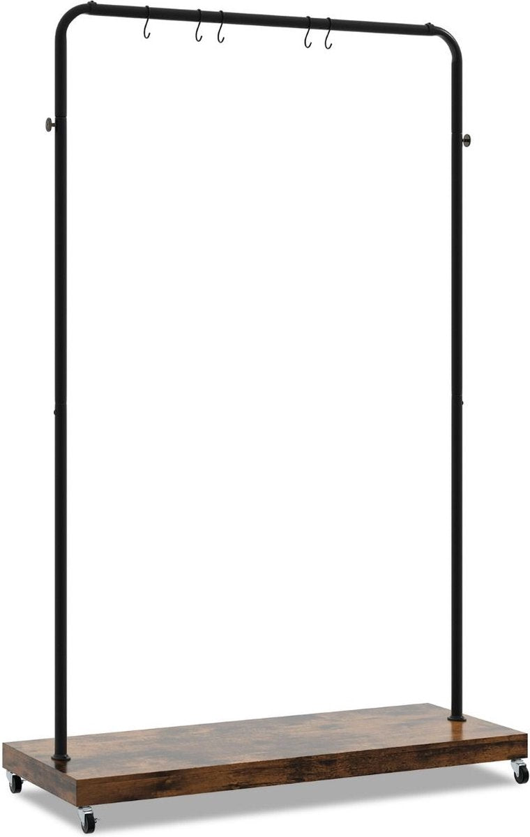 6150939893816 - Kleiderständer auf Rädern - Metall - Inkl 5 Haken - 1035 x 40 x 1625 cm - Braun