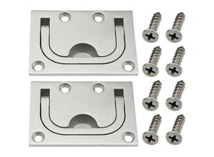 6219466660169 - Paryou - 2x Bootsring-Lukengriff (57 mm x 76 mm) bündiger Lift aus Edelstahl 304 mit Befestigungsschrauben für den Schrank