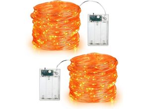 6219466675460 - Herbstgirlande (2er-Pack) 5 m 50 LEDs Mini-Lichterkette batteriebetrieben LED-Außen- und Innen-Silberdraht-Dekorationslicht für Halloween