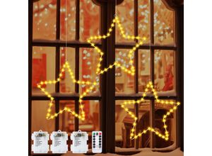 6219466676948 - Weihnachtsdeko Fenster Weihnachtssternlichter 3 Stück 40 led Sterne Weihnachtsbeleuchtung Fensterbeleuchtung Weihnachten Batteriebetrieben mit