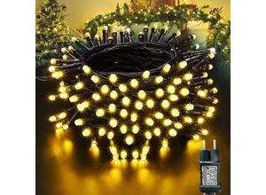 6219466676979 - Paryou - Lichterkette Weihnachtsbaum - 10M 100 led Warmweiß Lichterkette Außen Strom mit Timer Speicherfunktion Grünes Kabel Wasserdicht 8 Modi