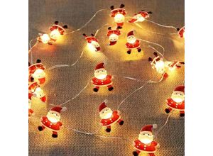 6219466677266 - Lichterkette innen batterie 2m 20 led Weihnachtsmann Weihnachtsdeko Lichtervorhang  Warmweiß weihnachtsbeleuchtung außen für Party Weihnachten