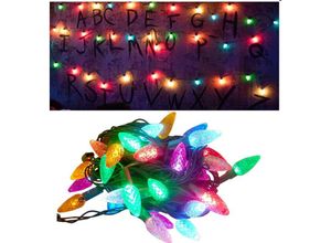 6219466677297 - Paryou - Lichterkette Bunt Batterie Betrieben Vintage-Amerikanisch 8M 35 LEDs Lichterkette Außen Innen 8 Modi Wasserdicht für Balkon Kinderzimmer