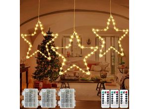 6219466678416 - Keyoung - 2er-Pack] Weihnachtsstern-Lichter für den Außenbereich 60 LED-Weihnachtsstern-Lichter batteriebetriebene Dekoration für Innenbalkon