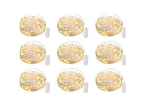 6219466678577 - Set mit 9 Mini-Batterie-LED-Lichterketten 2 m 20 LEDs 3 Batteriemodi IP65 wasserdicht kleine LED-Lichterkette Innendekoration für Garten