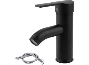 6219466684288 - Schwarzer Waschbecken-Wasserhahn Wasserhahn für heißes und kaltes Wasser Badezimmer-Mischbatterie aus Edelstahl für Badezimmer-Waschbecken oder