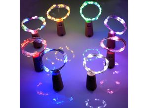 6219466688866 - Paryou - 12 Stück Flaschenlichter 4 Farben Weinflaschenverschluss-Lichter 2 m 20 LED-Lichterketten Halloween-Lichter Weihnachtslichter