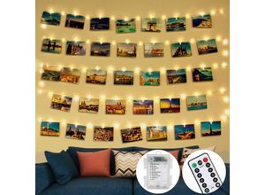 6219466688897 - Foto-Lichterkette ferngesteuert 5 m 50 LEDs mit 30 Foto-Clips und 8 Modi wasserdichtes Gehäuse Lichterkette für Foto-Dekoration für