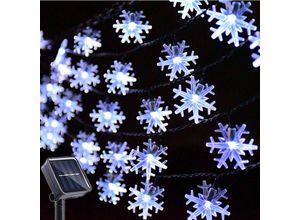 6219466697912 - Solar-Weihnachtslichterkette 50 LEDs 8 Modi kühles Weiß Lichterkette Schneeflocken-Dekorationen für den Außenbereich Garten Urlaub Party