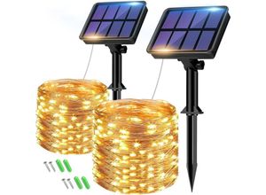 6219466698087 - Paryou - Set mit 2 Solar-Girlanden für den Außenbereich insgesamt 16 m 160 LEDs wasserdicht hell 8 Modi Dekoration für Garten Terrasse