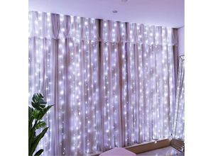 6219466698223 - Paryou - Lichterkette mit 300 LEDs kaltweiße Vorhangbeleuchtung 3 m x 3 m 8 Beleuchtungsmodi usb Fernbedienung mit Timer für Weihnachten