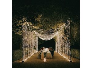 6219466698247 - Lichtvorhang 600 LEDs 100 m 8 Modi wasserdicht IP65 Lichtgirlande Vorhang Netzbetrieb für Dekoration Hochzeit Schlafzimmer Abendparty