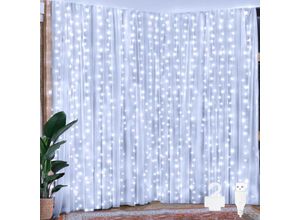 6219466698445 - Paryou - Vorhang-Lichtergirlande 3 x 3 m USB-Lichtvorhang für Weihnachten Hochzeit Geburtstag Fenster Zuhause (kaltweiß)