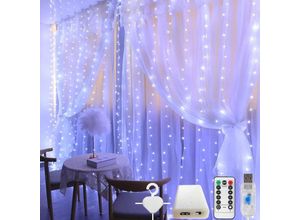 6219466698469 - Paryou - Vorhang-Lichtergirlande 3 m x 3 m 300 LEDs USB-Lichtvorhang 8 Außen- und Innenbeleuchtungsmodi Dekoration für Fenster Weihnachten