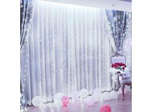 6219466698520 - 600 led 6 m x 3 m Vorhang-Lichter Vorhang-Lichter-Girlande 8 Modi wasserdicht Frostschutzmittel Fensterdekoration Weihnachten Hochzeit