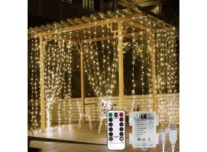 6219466698551 - Weihnachtsbaum-Lichtervorhang 3 x 3 m 300 LEDs warmweiße Lichtgirlande usb- oder batteriebetrieben Timer 8 Modi für Hochzeit im Innen- und