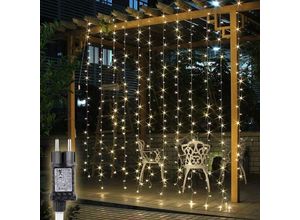 6219466698582 - Paryou - 3 x 3 m 300 LEDs bunte Weihnachts-LED-Lichterkette 8 Lichteffekte Vorhanglicht für Innen- und Außendekoration Schlafzimmer Fenster