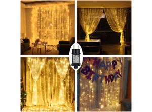 6219466698643 - Weihnachts-Lichtervorhang 3 m x 3 m 300 led 8 Modi Lichterkette Vorhang Licht Fenster Lichterkette Stimmungslampen Vorhang Licht