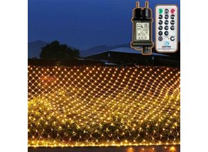 6219466698742 - Crisp Net Lights mit 204 LEDs für den Außenbereich 3 m x 2 m wasserdichte Solar-Lichterkette Steckdose 8 Lichtmodi Feenseil-Netzbeleuchtung mit