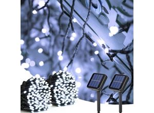 6219466698773 - Weihnachts-Solar-Girlande [2 Stück] 22 m 200 LEDs Solar-Lichterkette für den Außenbereich wasserdicht 8 Modi Dekoration Guinguette-Licht für