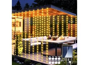 6219466698780 - Paryou - Solar-Vorhang-Lichterkette 3 m x 3 m 300 LEDs Solar-Lichterkette für den Außenbereich mit Fernbedienung 8 Modi Hochzeits-Lichterkette