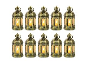 6219466699534 - Romadedi Mini-LED-Laterne für den Außenbereich – Set mit 10 dekorativen goldenen Kerzenlaternen Kerzenhalter für Halloween Hochzeit Weihnachten