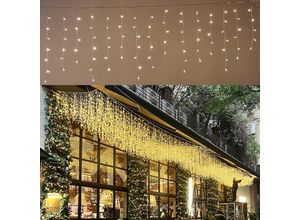 6219466699572 - Paryou - LED-Eiszapfen-Vorhang-Lichterkette 96 LEDs 3 m 8 Modi anschließbare Weihnachts-Lichterkette für Innen- und Außenbereich