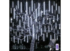 6219466699602 - Paryou - Solar-Meteor-Regenlichter 30 cm 8 QTubes 240 LEDs Weihnachtsbeleuchtung für den Außenbereich IP67 wasserdichte Meteor-Regenlichter für