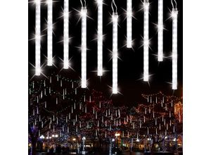 6219466699626 - Paryou - Meteor-Regen-Girlande für den Außenbereich 240 LEDs 30 cm 10 Röhren Weihnachts-Deko-Lichter-Girlande kaltweiß IP44 wasserdicht