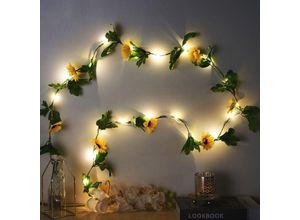 6219466699695 - Paryou - 3 m lange künstliche Sonnenblumen-Lichterkette mit 30 LEDs batteriebetriebene Lichterkette LED-Lichterkette – warmweiß