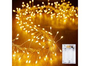 6219466699992 - 20 Fuß lange batteriebetriebene Lichterkette 200 LEDs wasserdichter Silberdraht sternenklare Glühwürmchen-Lichter für DIY-Kranz Jäten