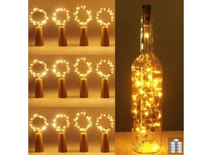 6219466703149 - Paryou - 12er-Pack Flaschen-Lichterkette 20 LEDs 2 m warmweißer Kupferdraht Weinflaschen-Lichterkette Kork-Lichterkette für Weihnachtsdekoration